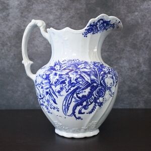 Antique Large Orchid Floral Ironstone Pitcher